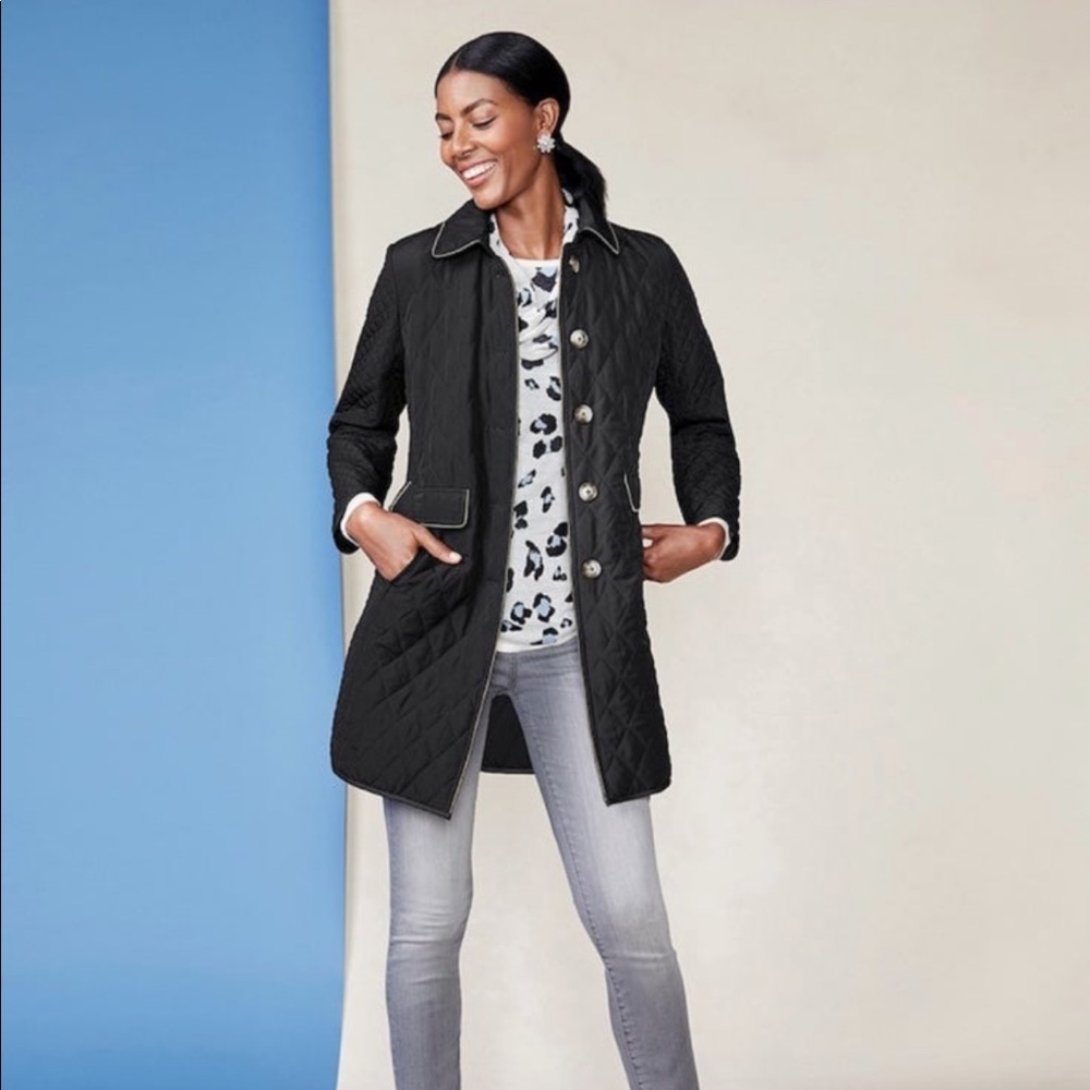 NWT Chico’s Elongated Quilted Jacket, Black, Size 3 (XL)